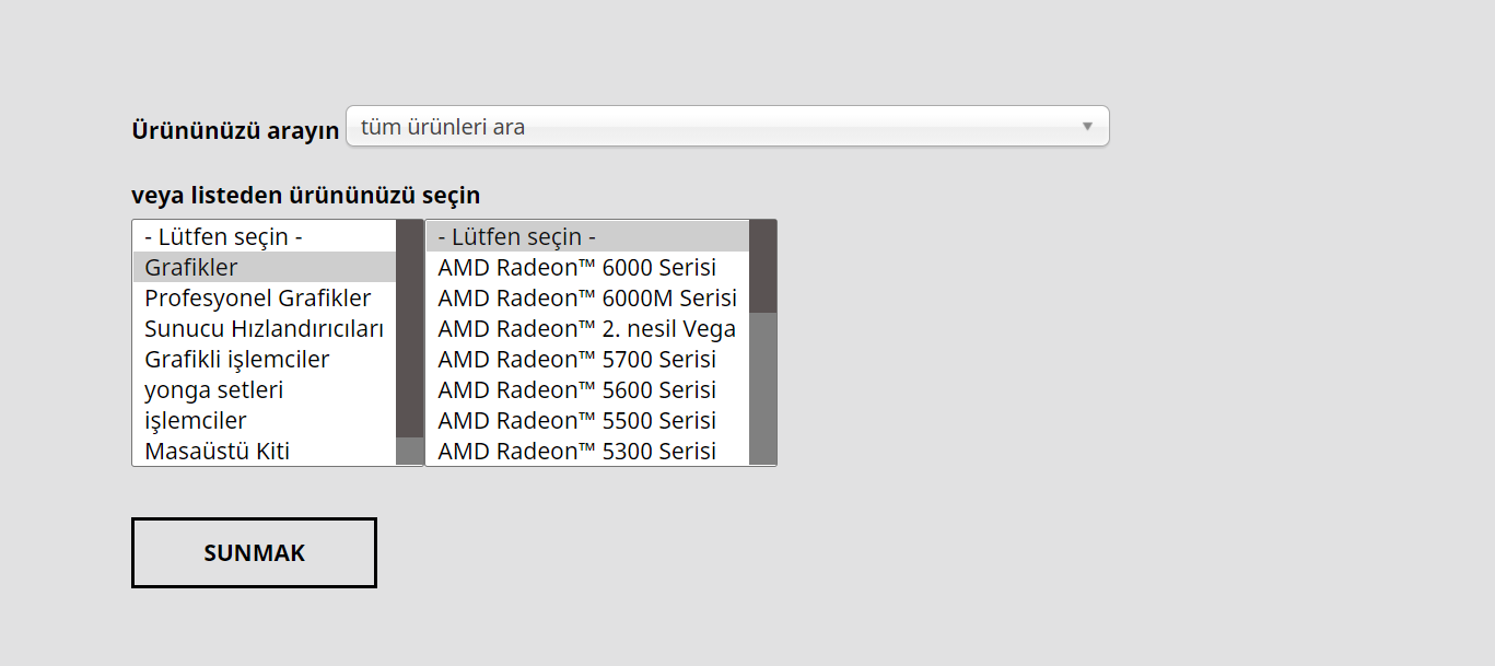 AMD resmi sitesinden güncel sürücü indirme