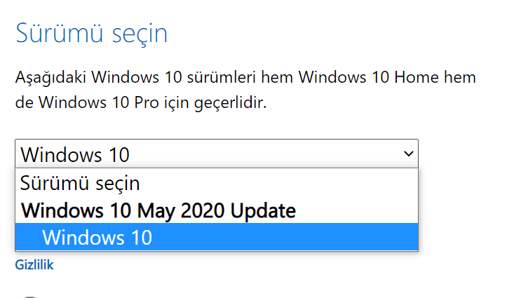 Windows 10 Sürümünün Seçimi