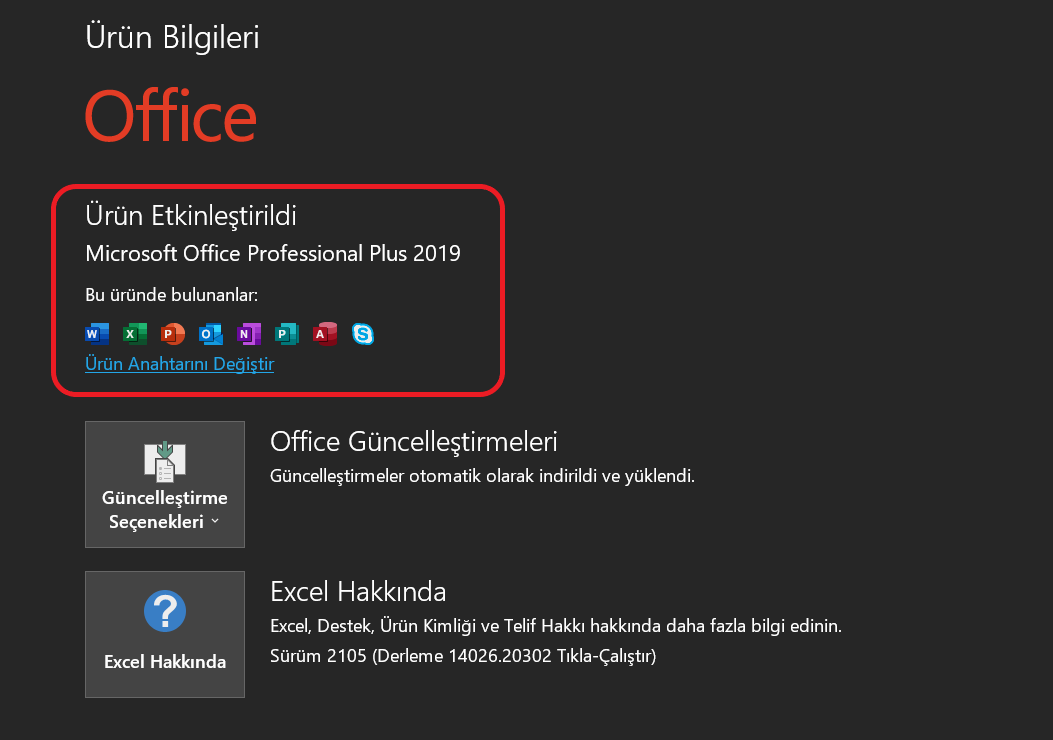 Office 2019 Yükleme ilerlemesi