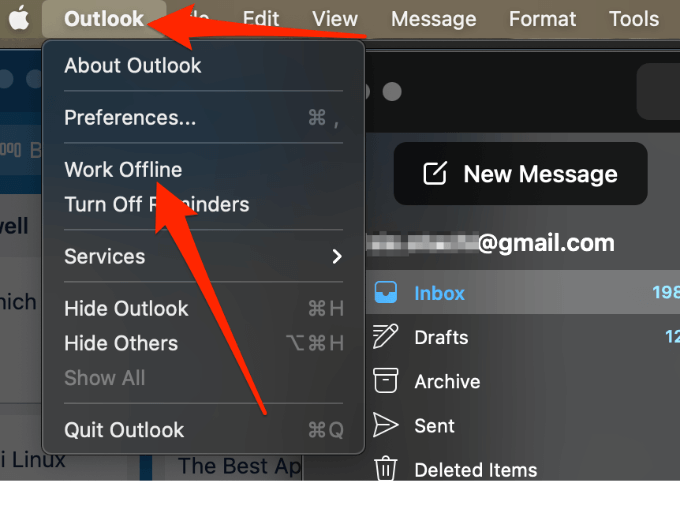 mac'ta Outlook çevridışı çalıştır