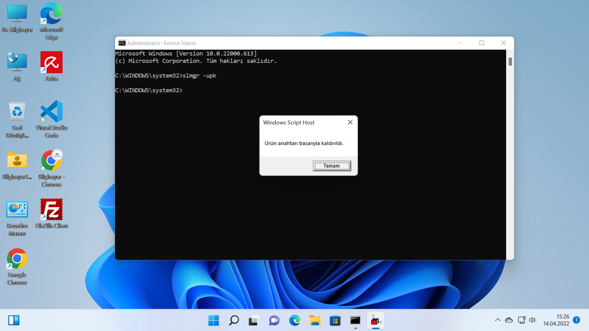 Windows 11 Ürün Anahtarını Kaldırma ve Devre Dışı Bırakma